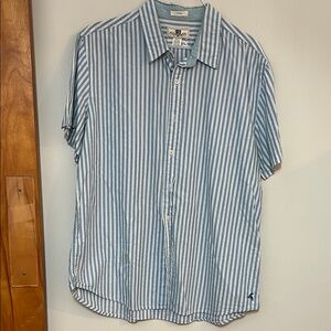 Club Room Men's Blue Striped Button Down Shirt Size XXL 100% Cotton Fitted